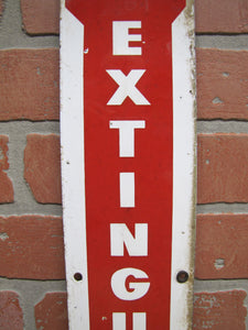 FIRE EXTINGUISHER Original Old Porcelain Safety Advertising Sign Down Arrow