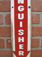 Load image into Gallery viewer, FIRE EXTINGUISHER Original Old Porcelain Safety Advertising Sign Down Arrow
