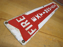 Load image into Gallery viewer, FIRE EXTINGUISHER Original Old Porcelain Safety Advertising Sign Down Arrow
