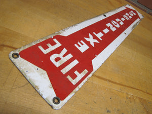 FIRE EXTINGUISHER Original Old Porcelain Safety Advertising Sign Down Arrow