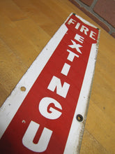 Load image into Gallery viewer, FIRE EXTINGUISHER Original Old Porcelain Safety Advertising Sign Down Arrow
