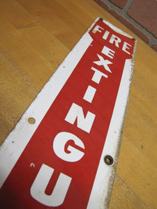FIRE EXTINGUISHER Original Old Porcelain Safety Advertising Sign Down Arrow