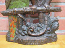 Load image into Gallery viewer, POLLY WANTS CHERRY DRIPS A BAUER &amp; Co CHICAGO Antique Advertising Clock Sign Cast Iron Multi Color Paint Design Pat Apld For RHTF
