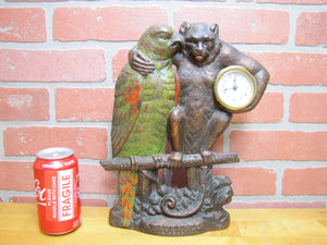 POLLY WANTS CHERRY DRIPS A BAUER & Co CHICAGO Antique Advertising Clock Sign Cast Iron Multi Color Paint Design Pat Apld For RHTF