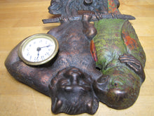 Load image into Gallery viewer, POLLY WANTS CHERRY DRIPS A BAUER &amp; Co CHICAGO Antique Advertising Clock Sign Cast Iron Multi Color Paint Design Pat Apld For RHTF
