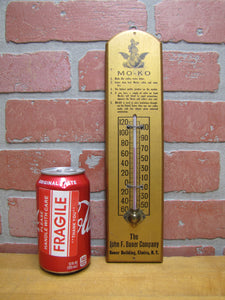 MO - KO JOHN F BAUER Co ELMIRA NY Old Mocha Coffee Advertising Wooden Thermometer Sign