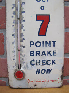 RAYBESTOS 7 POINT BRAKE CHECK BONDED SHOES Old Advertising Sign Thermometer