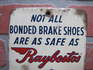 RAYBESTOS 7 POINT BRAKE CHECK BONDED SHOES Old Advertising Sign Thermometer