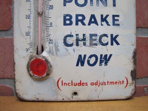 RAYBESTOS 7 POINT BRAKE CHECK BONDED SHOES Old Advertising Sign Thermometer