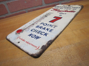 RAYBESTOS 7 POINT BRAKE CHECK BONDED SHOES Old Advertising Sign Thermometer