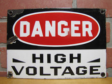 Load image into Gallery viewer, DANGER HIGH VOLTAGE Old Porcelain Sign MINE SAFETY APPLIANCES Co PITTSBURGH PA
