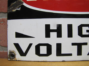 DANGER HIGH VOLTAGE Old Porcelain Sign MINE SAFETY APPLIANCES Co PITTSBURGH PA