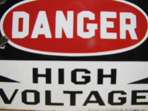 DANGER HIGH VOLTAGE Old Porcelain Sign MINE SAFETY APPLIANCES Co PITTSBURGH PA