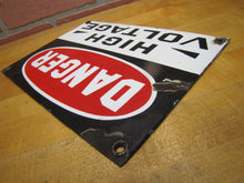 Load image into Gallery viewer, DANGER HIGH VOLTAGE Old Porcelain Sign MINE SAFETY APPLIANCES Co PITTSBURGH PA
