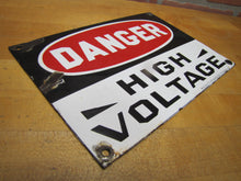 Load image into Gallery viewer, DANGER HIGH VOLTAGE Old Porcelain Sign MINE SAFETY APPLIANCES Co PITTSBURGH PA
