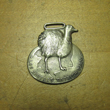 Load image into Gallery viewer, LOS ANGELES OSTRICH FARM Old Brass Souvenir Medallion Watch Fob High Relief Bird Zoo
