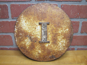 "I" Old Cast Iron RailRoad Sign Plaque RR Marker Station Island Interlock