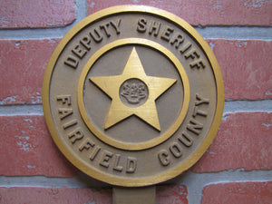 DEPUTY SHERIFF FAIRFIELD COUNTY Vintage License Plate Topper Badge Police Sign