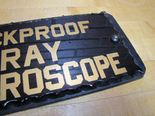 Load image into Gallery viewer, SHOCKPROOF X-RAY FLOUROSCOPE c1930s ROG Reverse On Chip Scallop Edge Glass Sign
