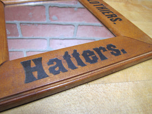 E D STEELE & Co ST JOHNSBURY VT CLOTHIERS HATTERS Antique Wooden Frame Advertising Mirror Sign Impressed Lettering