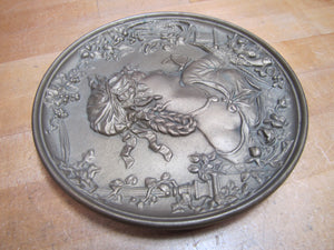 BRADLEY HUBBARD Lovely Maiden Butterfly Antique High Relief Plaque Charger B&H