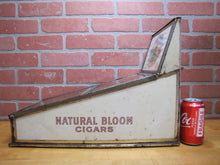 Load image into Gallery viewer, NATURAL BLOOM CIGARS Antique Cigar Store Display Case Tin Litho Sign PROPERTY OF HARRY BLUM NYC FELDHUHN DISPLAY CASE Co NYC
