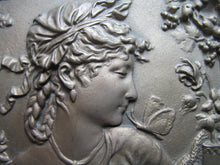 Load image into Gallery viewer, BRADLEY HUBBARD Lovely Maiden Butterfly Antique High Relief Plaque Charger B&amp;H
