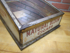 NATURAL BLOOM CIGARS Antique Cigar Store Display Case Tin Litho Sign PROPERTY OF HARRY BLUM NYC FELDHUHN DISPLAY CASE Co NYC