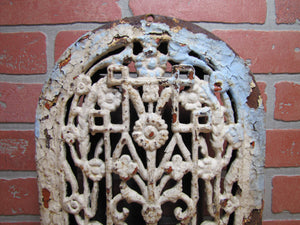 Antique Victorian Tombstone Flowers Vent Grate Decorative Arts Architectural Hardware Element