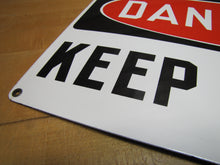 Load image into Gallery viewer, DANGER KEEP AWAY Original Old Porcelain Sign INDUSTRIAL PROD Co PHILADELPHIA PA
