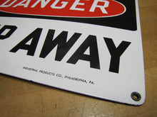 Load image into Gallery viewer, DANGER KEEP AWAY Original Old Porcelain Sign INDUSTRIAL PROD Co PHILADELPHIA PA
