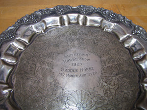 1927 SMITHTOWN HORSE SHOW Award Plaque Sign SADDLE HORSE BARBOUR Silver Plate 152 Hands and Over