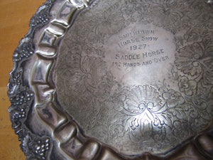 1927 SMITHTOWN HORSE SHOW Award Plaque Sign SADDLE HORSE BARBOUR Silver Plate 152 Hands and Over