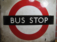 Load image into Gallery viewer, BUS STOP Original Old Porcelain Double Sided Sign Burnham London UK Transporation Advertising
