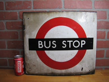 Load image into Gallery viewer, BUS STOP Original Old Porcelain Double Sided Sign Burnham London UK Transporation Advertising
