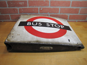 BUS STOP Original Old Porcelain Double Sided Sign Burnham London UK Transporation Advertising