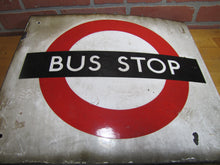 Load image into Gallery viewer, BUS STOP Original Old Porcelain Double Sided Sign Burnham London UK Transporation Advertising
