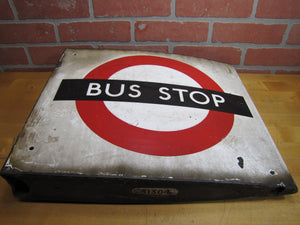 BUS STOP Original Old Porcelain Double Sided Sign Burnham London UK Transporation Advertising
