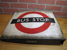 Load image into Gallery viewer, BUS STOP Original Old Porcelain Double Sided Sign Burnham London UK Transporation Advertising
