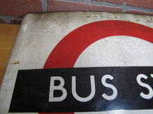 Load image into Gallery viewer, BUS STOP Original Old Porcelain Double Sided Sign Burnham London UK Transporation Advertising
