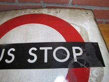 Load image into Gallery viewer, BUS STOP Original Old Porcelain Double Sided Sign Burnham London UK Transporation Advertising
