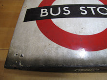 Load image into Gallery viewer, BUS STOP Original Old Porcelain Double Sided Sign Burnham London UK Transporation Advertising
