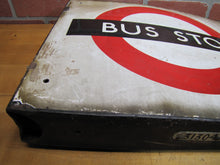 Load image into Gallery viewer, BUS STOP Original Old Porcelain Double Sided Sign Burnham London UK Transporation Advertising
