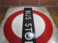 Load image into Gallery viewer, BUS STOP Original Old Porcelain Double Sided Sign Burnham London UK Transporation Advertising
