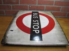 Load image into Gallery viewer, BUS STOP Original Old Porcelain Double Sided Sign Burnham London UK Transporation Advertising
