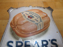 Load image into Gallery viewer, SPEAR&#39;S BATH FINEST PORK SAUSAGES Original Old Tin Litho Advertisnig Sign Store Display Ad
