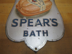 SPEAR'S BATH FINEST PORK SAUSAGES Original Old Tin Litho Advertisnig Sign Store Display Ad