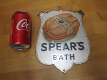 Load image into Gallery viewer, SPEAR&#39;S BATH FINEST PORK SAUSAGES Original Old Tin Litho Advertisnig Sign Store Display Ad
