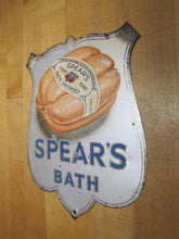 Load image into Gallery viewer, SPEAR&#39;S BATH FINEST PORK SAUSAGES Original Old Tin Litho Advertisnig Sign Store Display Ad
