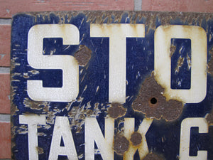 STOP TANK CAR CONNECTED Old Porcelain Railroad Train RR Ad Sign BURDICK CHICAGO Safety Advertising
